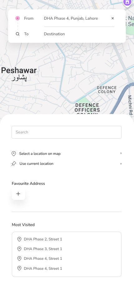 Choosing a ride in the SheDrives app